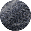 Collected pet hair on the glove mesh