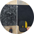 Before and after on a car floor mat